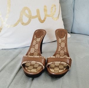 Classic Gucci GG high heel sandals